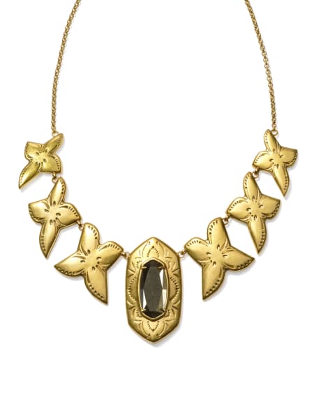 Keziah Vintage Gold Statement Necklace in Golden Obsidian