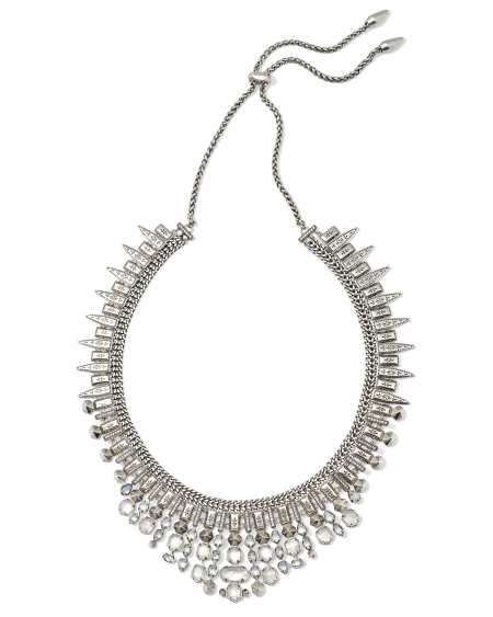 Serayah Vintage Silver Collar Statement Necklace in White Mix