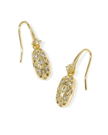 Holland Gold Drop Earrings in White CZ