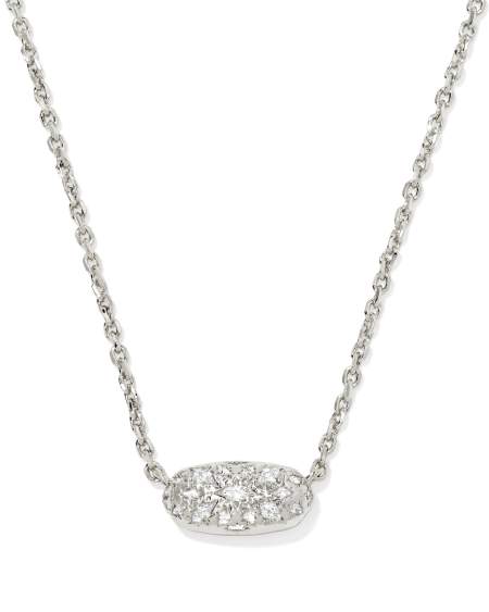 Holland Silver Short Pendant Necklace in White CZ