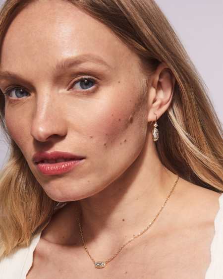 Holland Gold Drop Earrings in White CZ