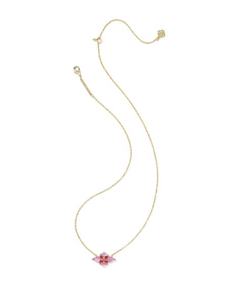 Abbie Gold Crystal Short Pendant Necklace 