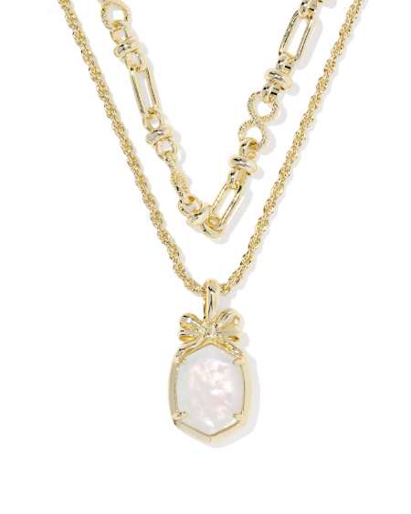 Daphne Bow Gold Multi Strand Necklace 