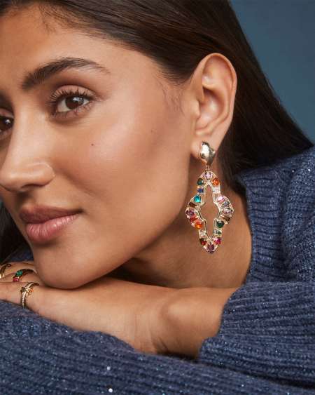 Abbie Gold Crystal Statement Earrings 