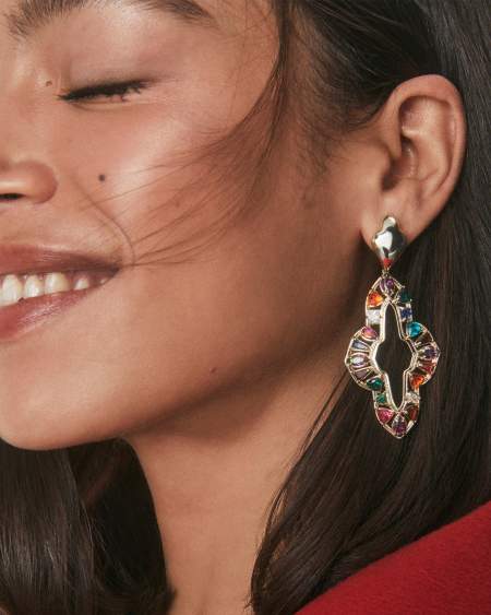 Abbie Gold Crystal Statement Earrings 