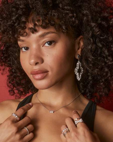 Abbie Silver Crystal Statement Earrings 