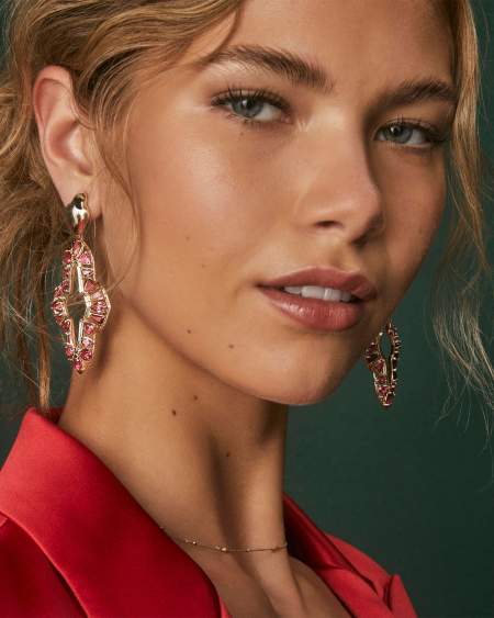 Abbie Gold Crystal Statement Earrings 