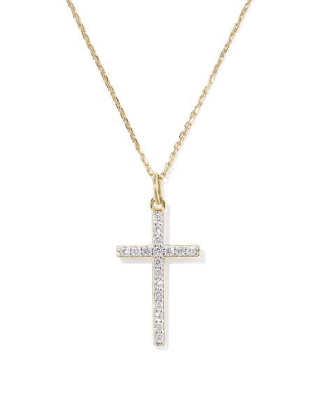 0.23 ct Lab Grown Diamond Cross Pendant Necklace in 14k Yellow Gold