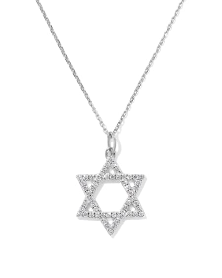 0.26 ct Lab Grown Diamond Star of David Pendant Necklace in 14k White Gold