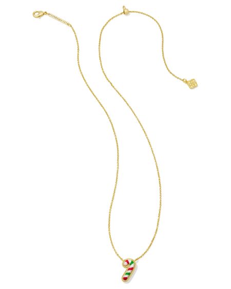 Candy Cane Gold Short Pendant Necklace