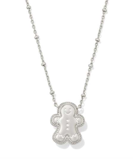 Gingerbread Silver Short Pendant Necklace