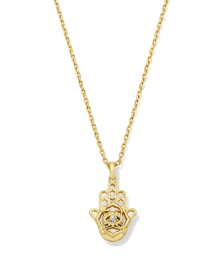 Hamsa Gold Short Pendant Necklace 