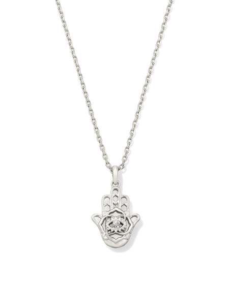 Hamsa Silver Short Pendant Necklace 