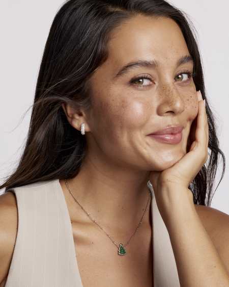 Holiday Tree Silver Short Pendant Necklace