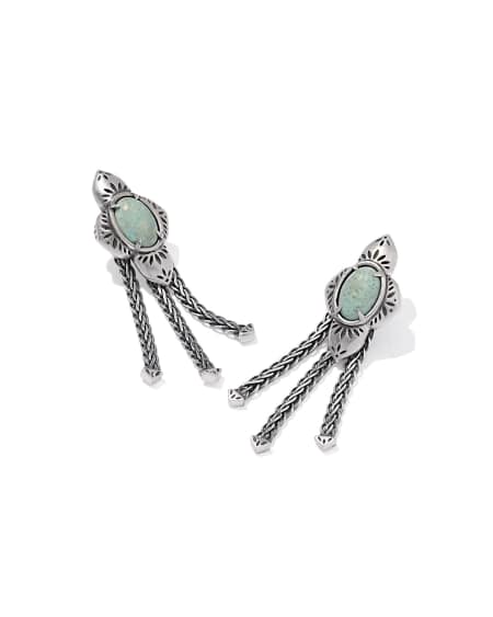 Abbie Oxidized Sterling Silver Fringe Convertible Drop Earrings