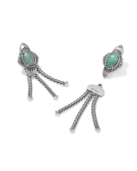 Abbie Oxidized Sterling Silver Fringe Convertible Drop Earrings