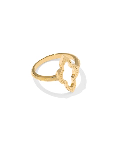 Abbie Open Frame 18k Yellow Gold Vermeil Band Ring