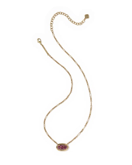 Elisa Vintage Gold Etch Frame Short Pendant Necklace