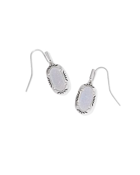 Lee Vintage Silver Etch Frame Drop Earrings 