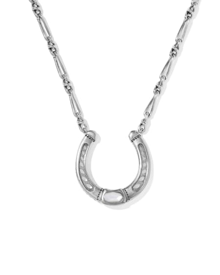 Noble Horseshoe Vintage Silver Large Long Pendant  