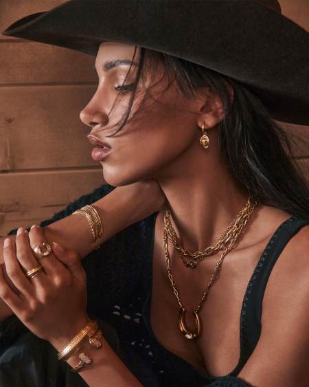 Elton Vintage Gold Etch Frame Cuff Bracelet