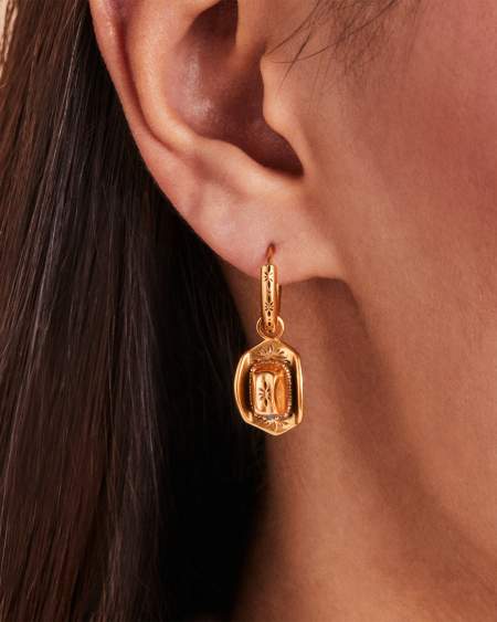 Tiny Cowboy Hat Vintage Gold Huggie Earrings