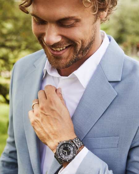 Beck Gunmetal Stainless Steel 44mm Watch in Pyrite Quartz