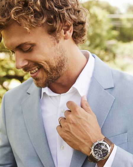 Evans Stainless Steel 44mm Chronograph Watch in Blue