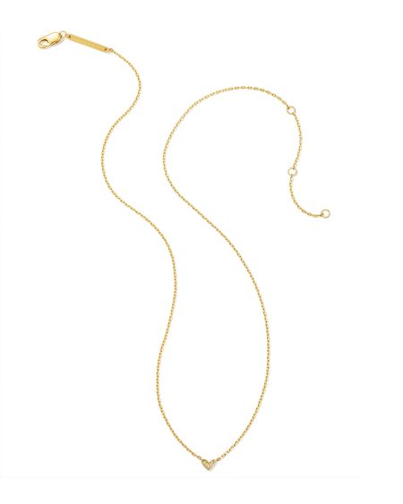Tiny Ari Heart 18k Gold Vermeil Diamond Pendant Necklace in White Diamond