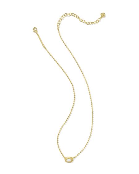 Emilie Gold Beaded Frame Short Pendant Necklace in White Mother-of-Pearl