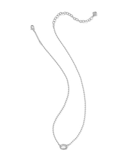 Emilie Silver Beaded Frame Short Pendant Necklace in White Mother-of-Pearl