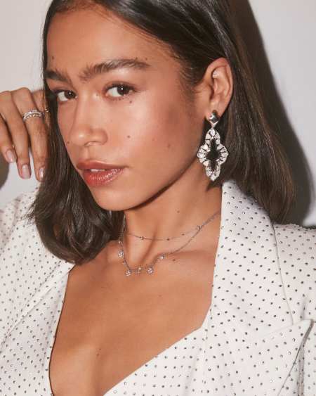 Abbie Silver Crystal Statement Earrings 