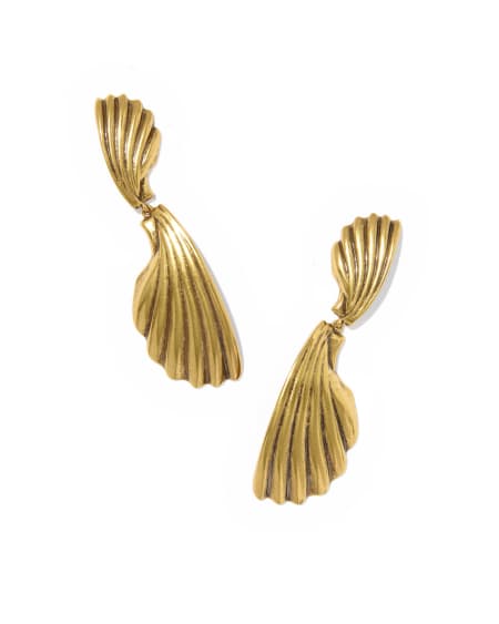 Alexa Vintage Gold Metal Statement Drop Earrings 