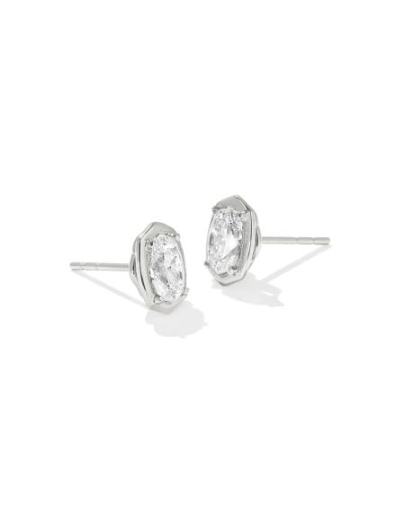 1 ct Lab Grown White Diamond Custom Elisa Stud Earrings in 14k White Gold