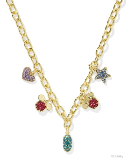 Disney | Kendra Scott Gold Mickey Mouse and Minnie Mouse Charm Necklace in Multi Mix