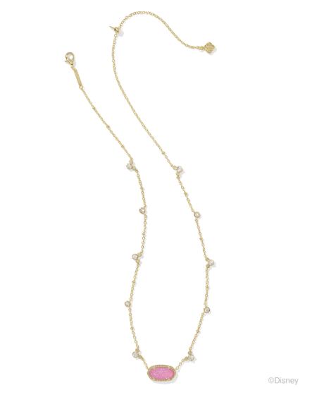 Disney | Kendra Scott Gold Mickey Mouse Elisa Short Pendant Necklace in Hot Pink Drusy