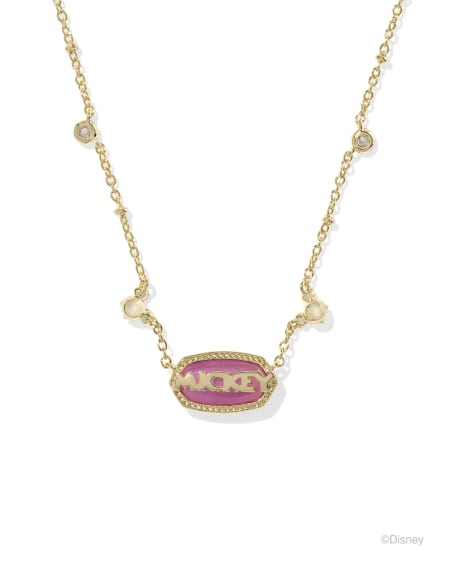 Disney | Kendra Scott Gold Mickey Mouse Elisa Short Pendant Necklace in Hot Pink Drusy