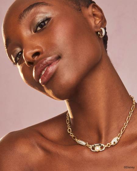 Disney | Kendra Scott Gold Mickey Mouse Crystal Chain Necklace in White Mix