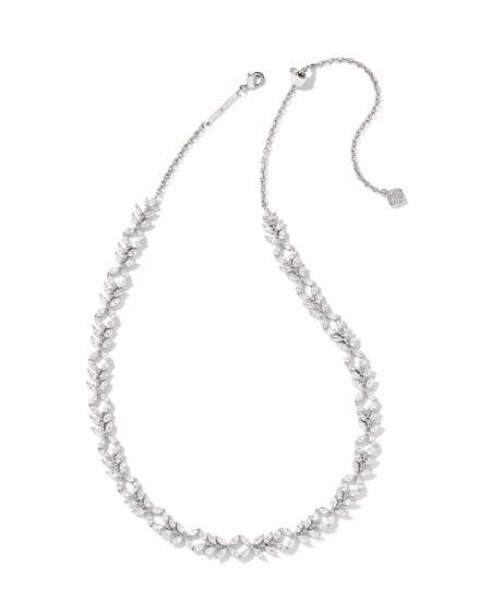 Rosalie Silver Tennis Necklace in White CZ