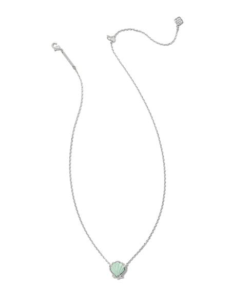 Brynne Silver Shell Short Pendant Necklace in Sea Green Chrysocolla