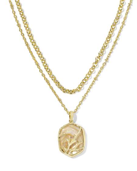 Daphne Coral Frame Multi Strand Necklace