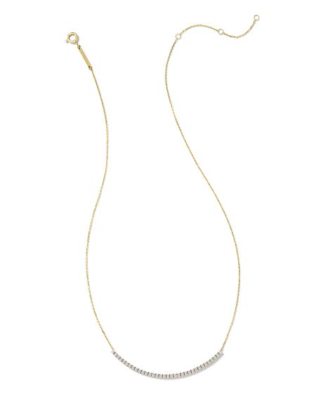 0.54 ct Tennis 14k Yellow Gold Bar Necklace in White Diamond