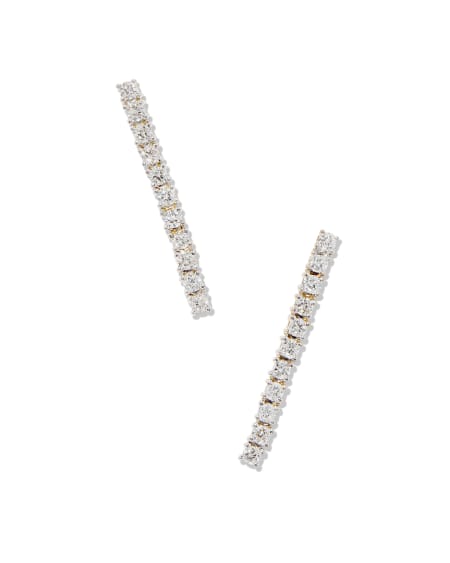 0.35 ct Tennis 14k Yellow Gold Linear Earrings in White Diamond