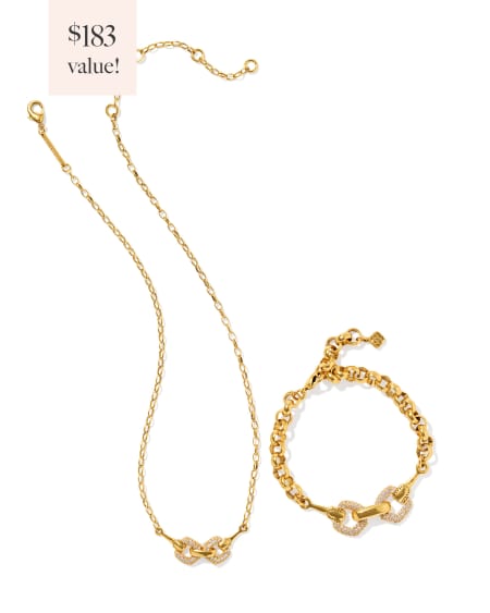 Beau Vintage Gold Pave Gift Set of 2 in White CZ