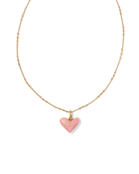 Poppy Vintage Gold Short Pendant Necklace in Blush Pink Quartzite