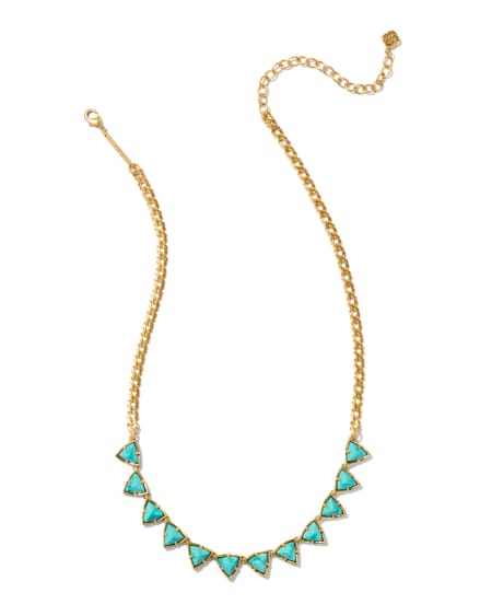 Robby Vintage Gold Strand Necklace in Variegated Turquoise Magnesite