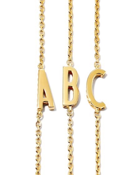 Letter C Inline Initial Necklace in 18k Gold Vermeil