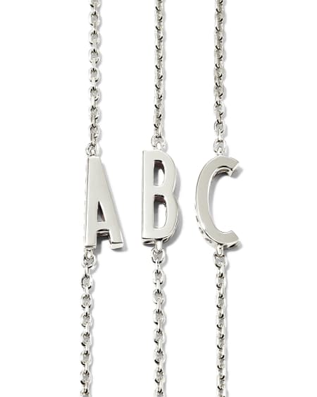 Letter Inline Initial Necklace in Sterling Silver