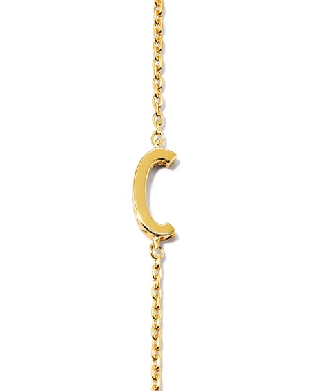 Letter C Inline Initial Necklace in 18k Gold Vermeil