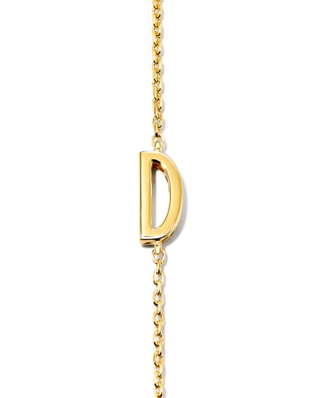 Letter D Inline Initial Necklace in 18k Gold Vermeil